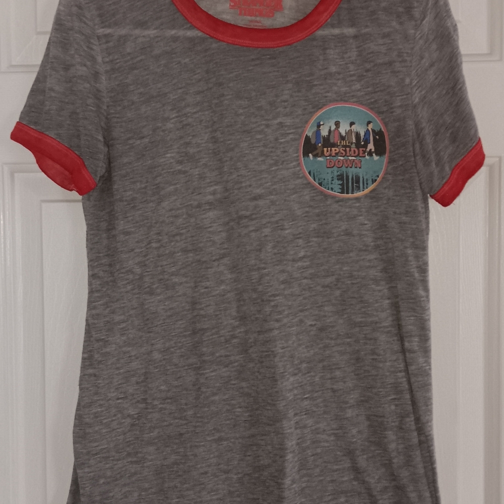 Stranger Things Gray and Red Graphic T-Shirt